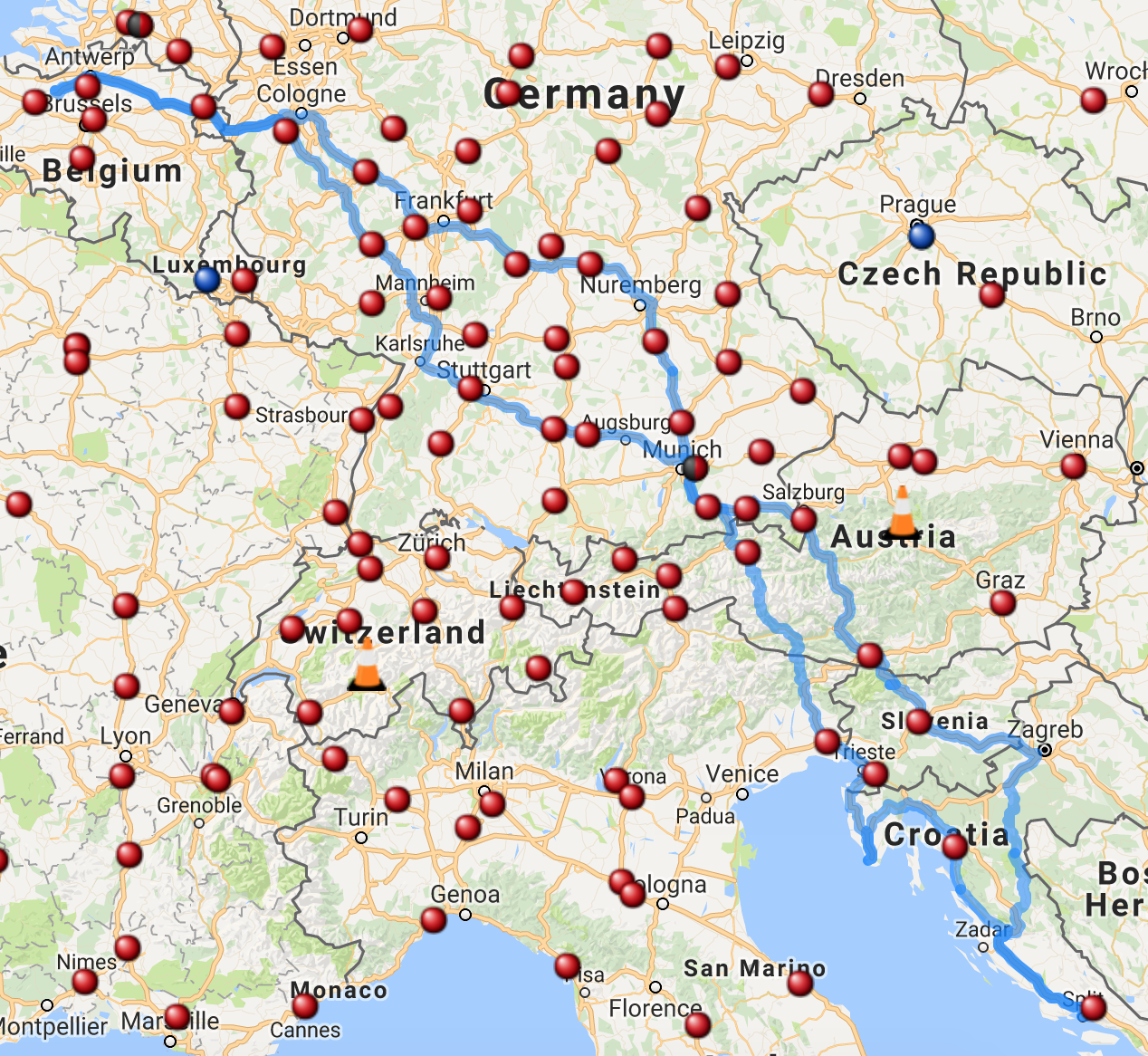 Croatia road trip route